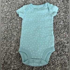 Child of Mine by Carter’s blue polka dot baby onesie bodysuit size newborn